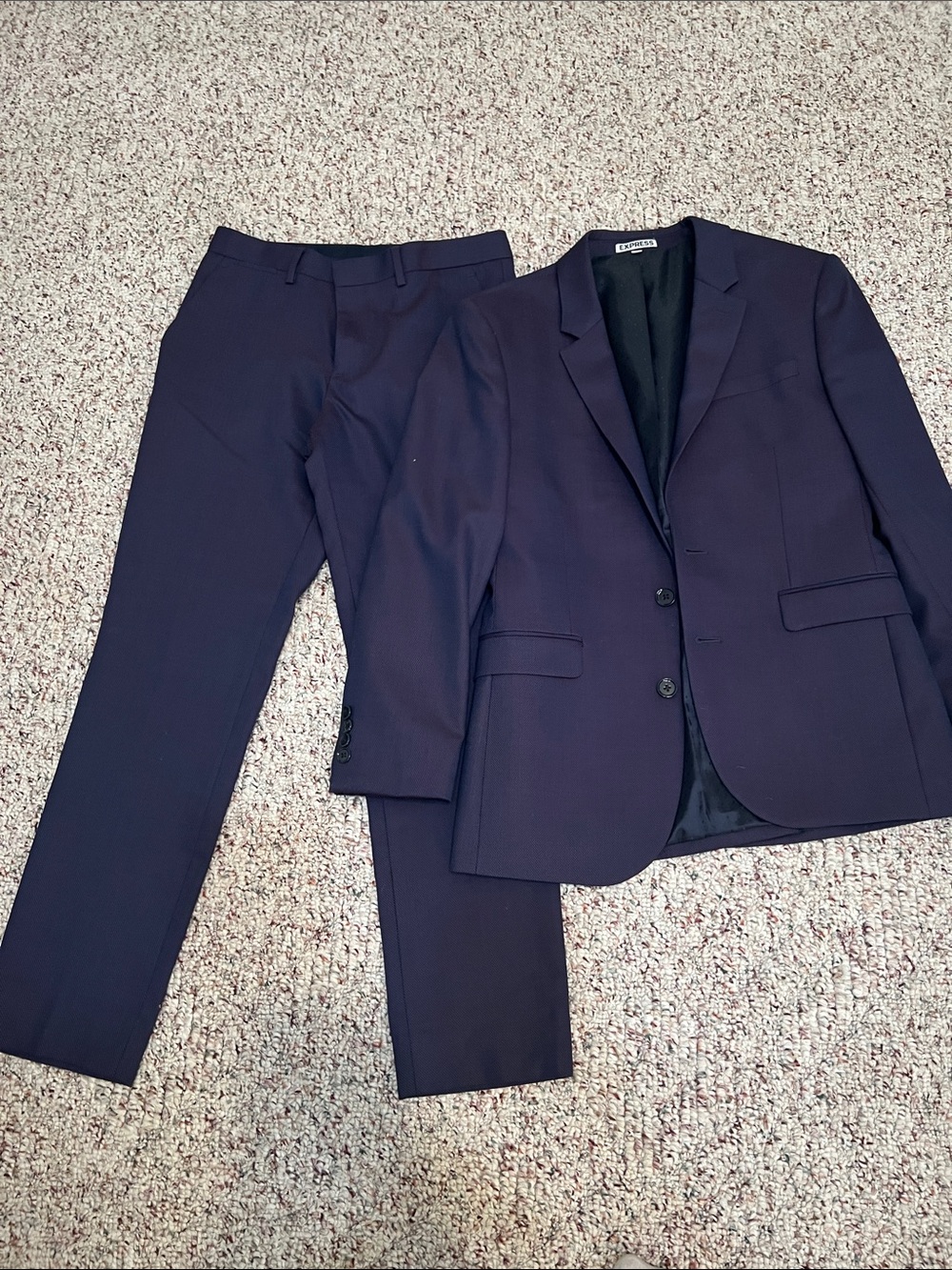 Express Men's Dark Navy Two-Piece Suit - Blazer & Trousers